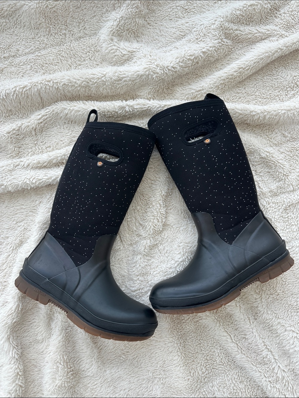 Bogs Black Glitter Tall Winter Rain Boots